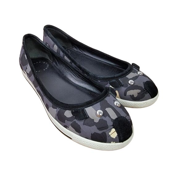 Marc Jacobs Camo Neutral Black White Gray Mouse Animal Whisker Flats Size 6 - Picture 1 of 7